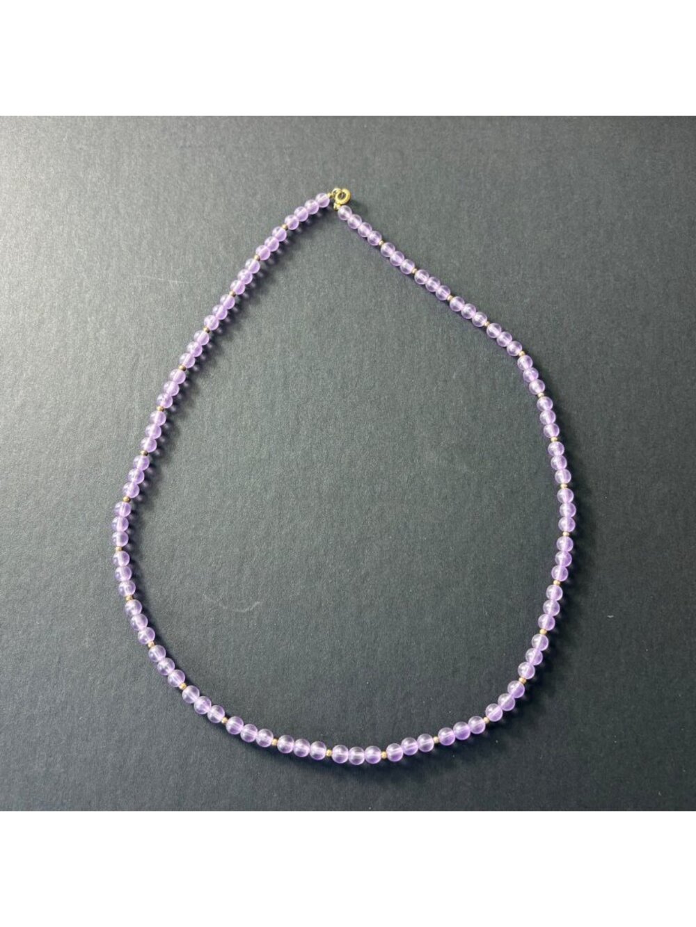 Vintage Japanese Purple Glass Beads Necklace 11 inches unbranded